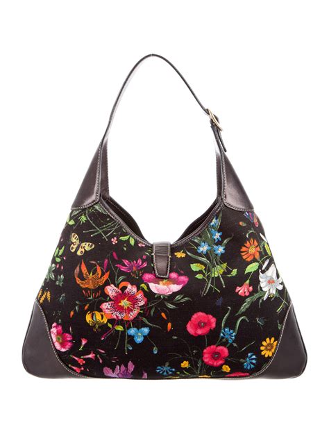 black gucci flora bag|Gucci botanical shoulder bag floral.